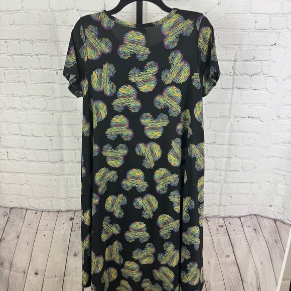 LuLaRoe Carly Swing Disney Mickey Mouse Black Dress Size Small - Picture 6 of 8
